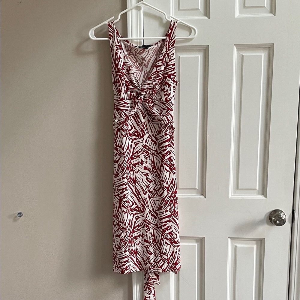 BCBGMaxAzria Red and White Midi Dress